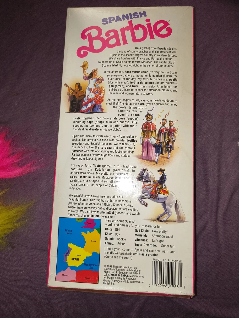 Barbie Spanish Fiesta Doll – Black Hair with Orange Floral Skirt and Green Sash